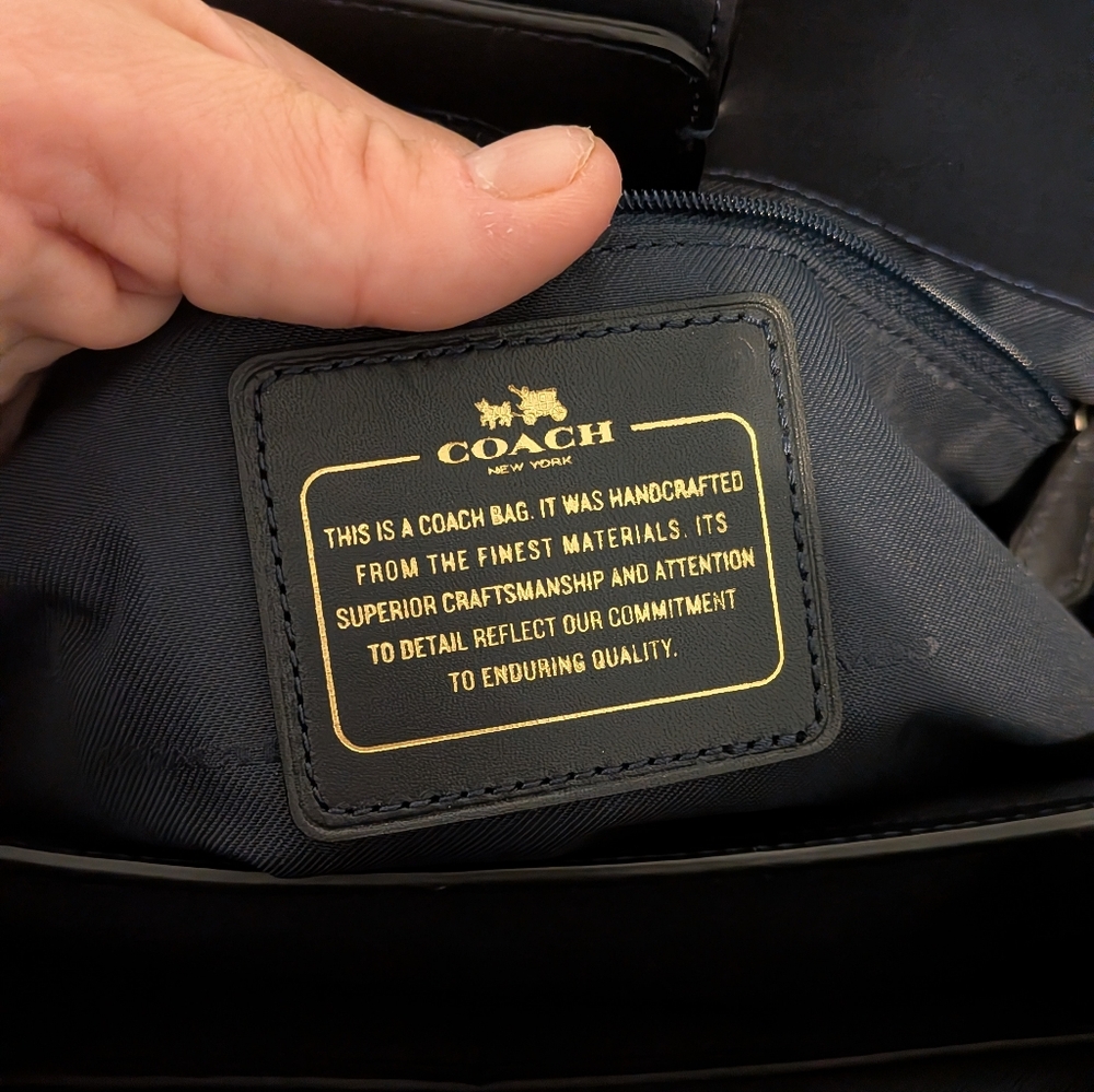 Coach NWT Navy Python leather Stanton Handbag Pur… - image 5